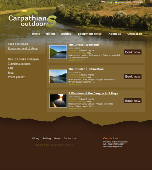Webdisgn: Carpathians Outdoors
